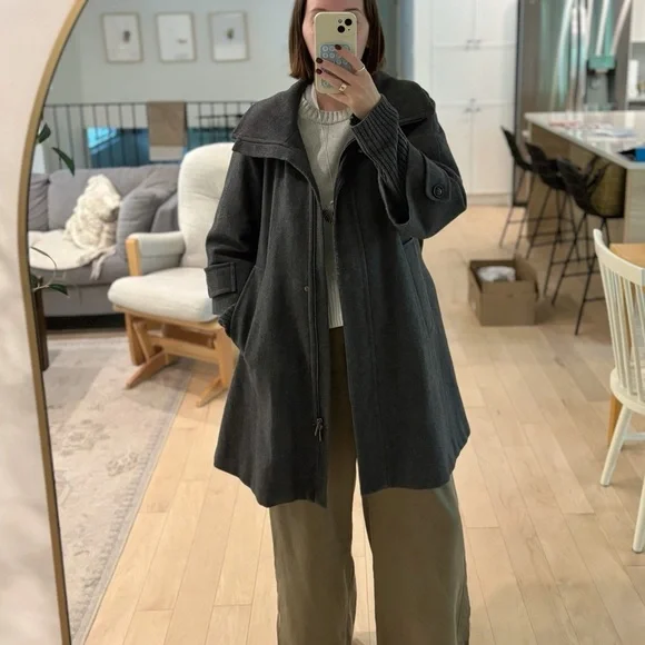 MaxMara Weekend Wool Blend Coat Charcoal Gray Size US 6 - Picture 2 of 7